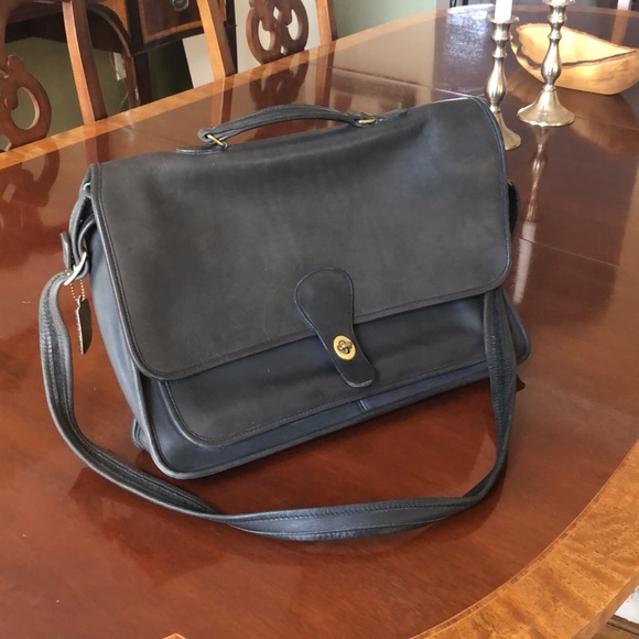 Vintage Coach Messenger Laptop Bag - Black Leather - Picture 2 of 12